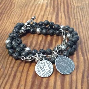 M.Cohen lava stone and coin wrap bracelet